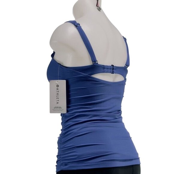 ATHLETA Women's Tankini Top Nylon Blue Open Back Women's Size 34B/C - Picture 2 of 9